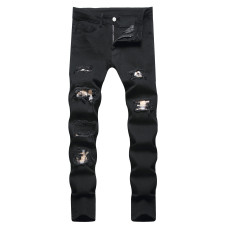Men's Fashion Holes Solid Color Tight Jeans GBBF-702