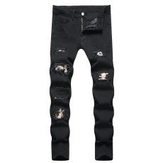 Men's Fashion Holes Solid Color Tight Jeans GBBF-702