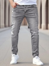 Men's Solid Color Tight Pockets Jeans GBBF-66222