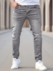 Men's Solid Color Tight Pockets Jeans GBBF-66222