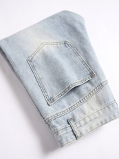 Men's Casual Holes Loose Straight Jeans GBBF-662073