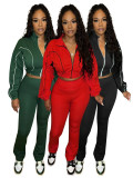 Patchwork Contrast Color Mirco Pants Two Piece Set CH-25018