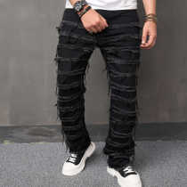 Men's Solid Color Loose Tassel Jeans GBBF-705