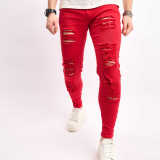 Men's Solid Color Holes Tight Jeans GBBF-1111