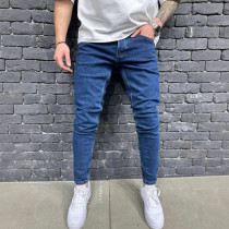 Men's Vintage Casual Slim Fit Solid Color Jeans GBBF-661455