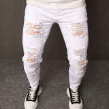 Men's Solid Color Holes Tight Jeans GBBF-1111