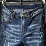 Men's Holes Embroidered Straight Leg Jeans GBBF-TY686