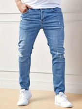 Men's Holes Pencil Jeans GBBF-66220