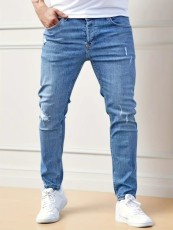 Men's Holes Pencil Jeans GBBF-66220