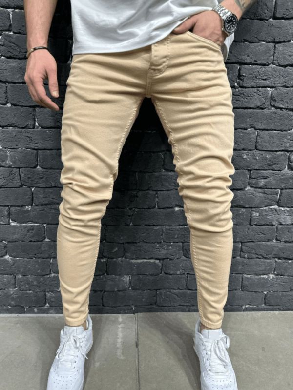 Men's Casual Solid Color Slim Jeans GBBF-662623