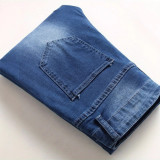 Men's Vintage Casual Slim Fit Solid Color Jeans GBBF-661455
