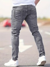 Men's Solid Color Tight Pockets Jeans GBBF-66222