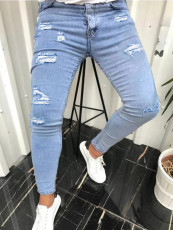 Men's Casual Slim Tight Holes Jeans GBBF-661740