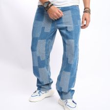 Men's Color Block Loose Wide Leg Jeans GBBF-721