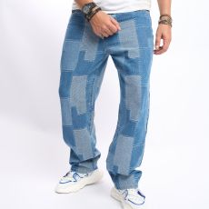 Men's Color Block Loose Wide Leg Jeans GBBF-721