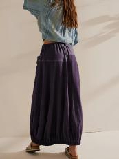 Solid Color Patchwork Drawstring Long Skirts BS-1406