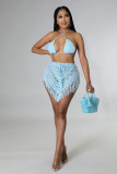 Crochet Hollow Out Tube Top Tassel Skirt Suit YMEF-53035