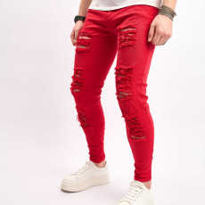 Men's Solid Color Holes Tight Jeans GBBF-1111