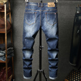 Men's Holes Embroidered Straight Leg Jeans GBBF-TY686