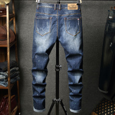 Men's Holes Embroidered Straight Leg Jeans GBBF-TY686