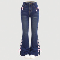 Bow Tie Loose Flare Jeans GDAM-218589