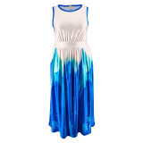 Plus Size Sleeveless Print Maxi Dress GDAM-218700
