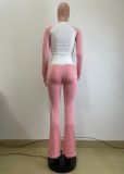 Contrast Color Long Sleeve Tight Pants Suit QODY-6058