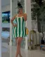 Stripe Hollow Out Knits Sling Mini Dress GDYF-6807