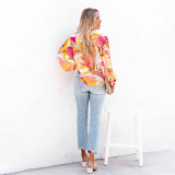 Printed Single Breasted Lantern Long Sleeve Shirt GOSD-10110