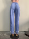 Solid Color Patchwork Tie Up Straight Pants ORY-5269