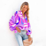Printed Single Breasted Lantern Long Sleeve Shirt GOSD-10110