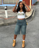 Vintage Loose Washed Straight Leg Denim Shorts GAKF-50320