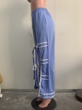 Solid Color Patchwork Tie Up Straight Pants ORY-5269