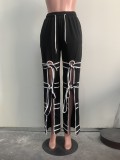Solid Color Patchwork Tie Up Straight Pants ORY-5269