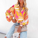 Printed Single Breasted Lantern Long Sleeve Shirt GOSD-10110