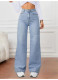 Fashion Loose Washed Straight Jeans GKNF-11215