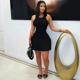 Casual Sleeveless Pleated Mini Dress LS-0415