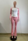 Contrast Color Long Sleeve Tight Pants Suit QODY-6058