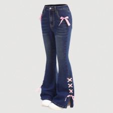 Bow Tie Loose Flare Jeans GDAM-218589