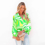 Printed Single Breasted Lantern Long Sleeve Shirt GOSD-10110