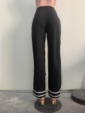 Solid Color Patchwork Tie Up Straight Pants ORY-5269