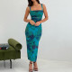 Sexy Print Sling Split Bandage Dress XCFF-940