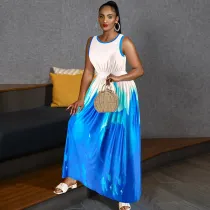 Plus Size Sleeveless Print Maxi Dress GDAM-218700