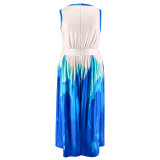 Plus Size Sleeveless Print Maxi Dress GDAM-218700