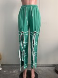 Solid Color Patchwork Tie Up Straight Pants ORY-5269