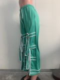 Solid Color Patchwork Tie Up Straight Pants ORY-5269