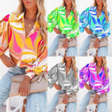 Printed Single Breasted Lantern Long Sleeve Shirt GOSD-10110