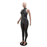 Mesh Hot Drill See Through Nightclub Jumpsuit CYA-901707