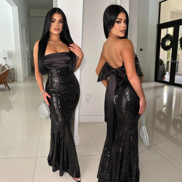 Sexy Patchwork Sequin Fishtail Dress CYA-901644