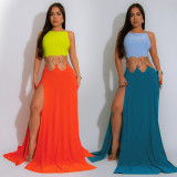 Sexy Tie Up Backless Split Maxi Dress CYA-901739